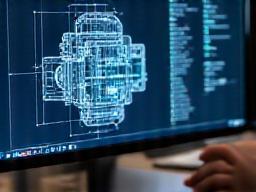 コンピューター画面に表示された機械設計図